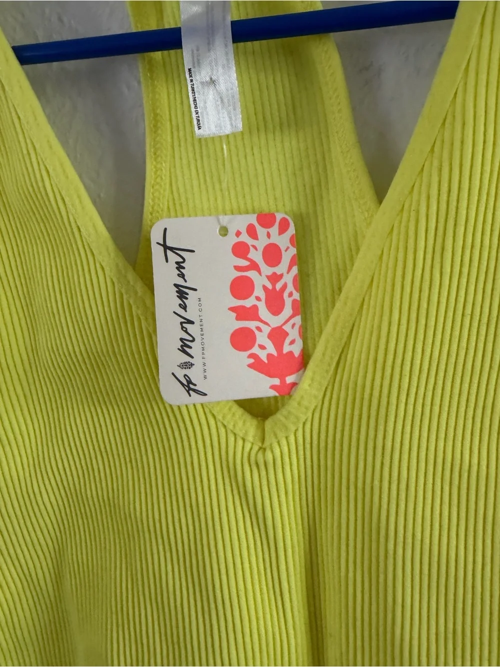 Free People Neon Yellow Ribbed Racerback Crop Top - Picture 2 of 3
